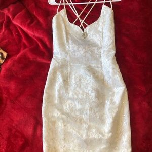 White formal lace dress